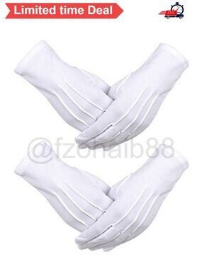 Nylon Cotton Formal Gloves with Snap Closure 3 Seam Tuxedo Parade Church